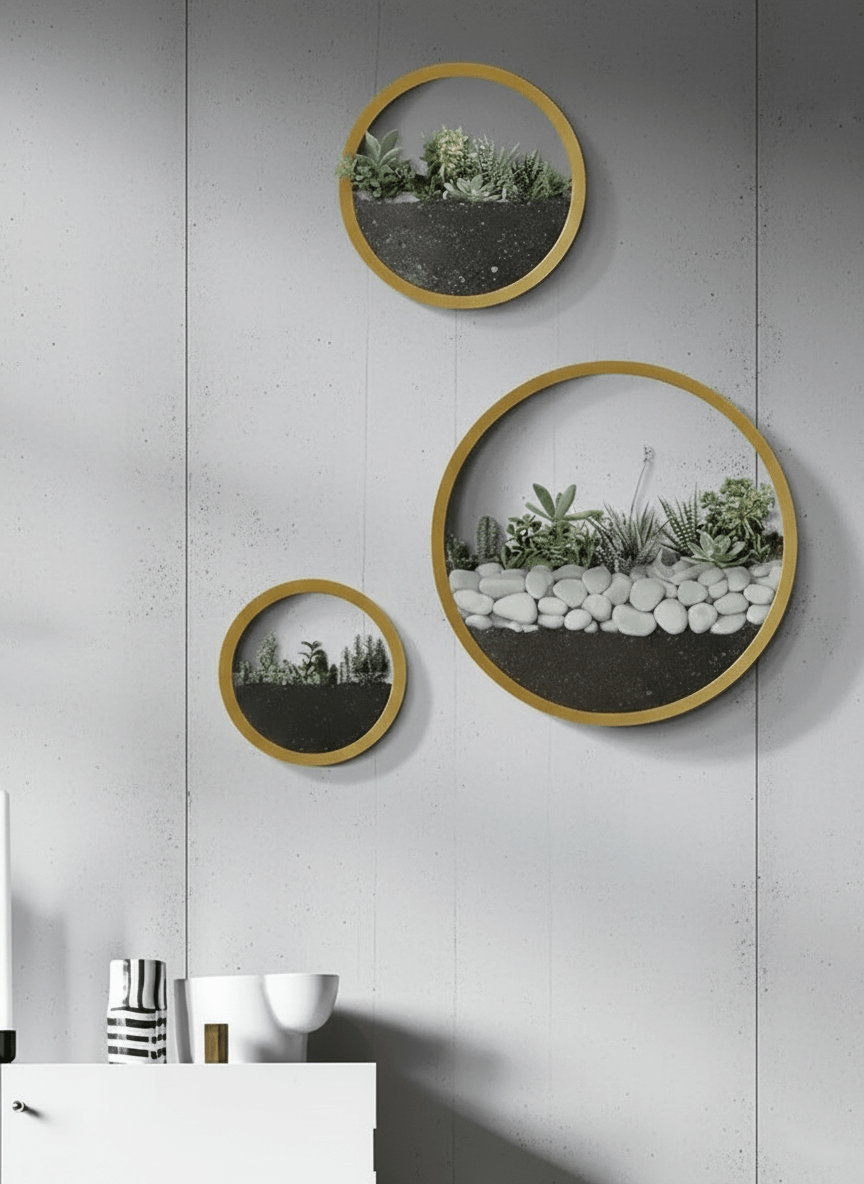 Hom & Ember - Modern Nordic Iron Wall Planter (3 Sizes) - Round Geometric Design - Hom & Ember