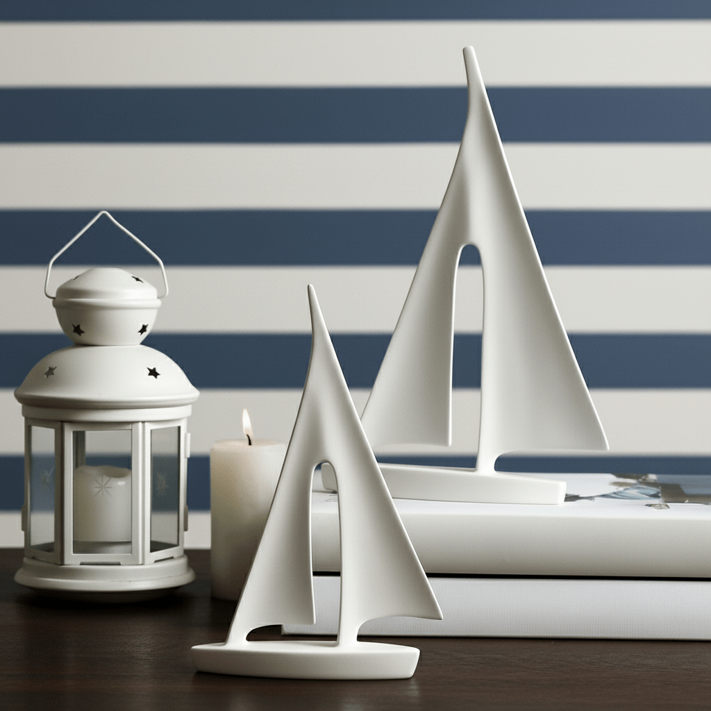 Hom & Ember – Nordic Abstract Sailboat Sculpture for a Serene Coastal Ambiance - Hom & Ember