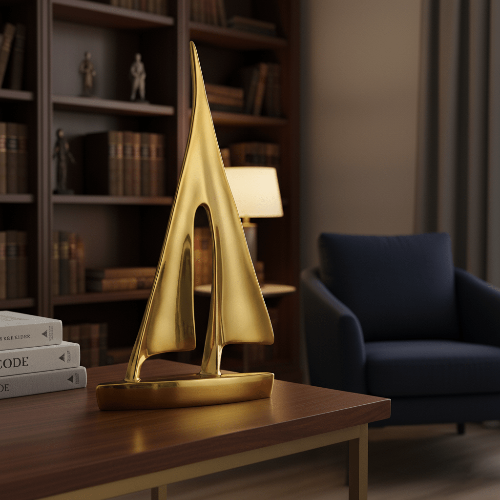 Hom & Ember – Nordic Abstract Sailboat Sculpture for a Serene Coastal Ambiance - Hom & Ember