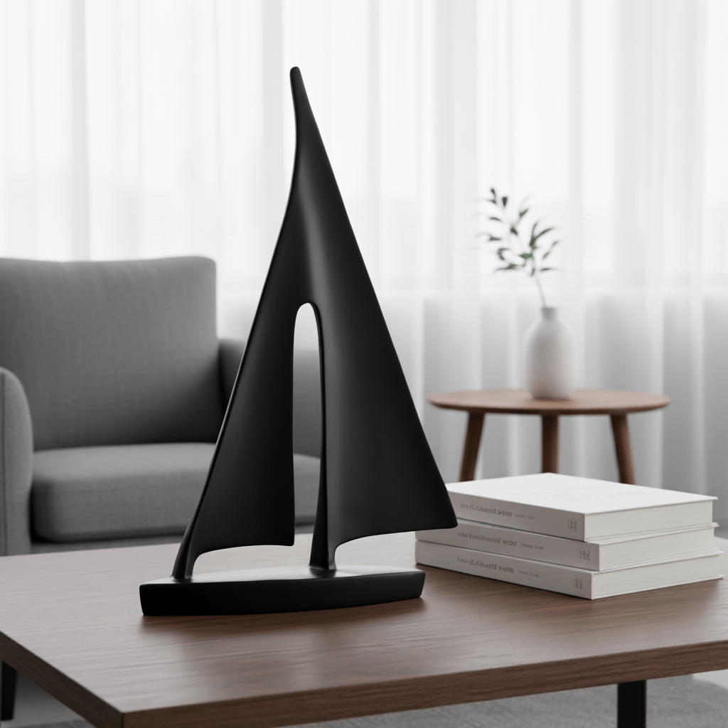 Hom & Ember – Nordic Abstract Sailboat Sculpture for a Serene Coastal Ambiance - Hom & Ember