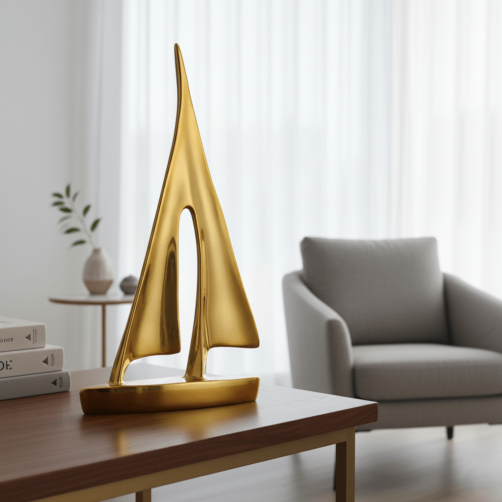 Hom & Ember – Nordic Abstract Sailboat Sculpture for a Serene Coastal Ambiance - Hom & Ember