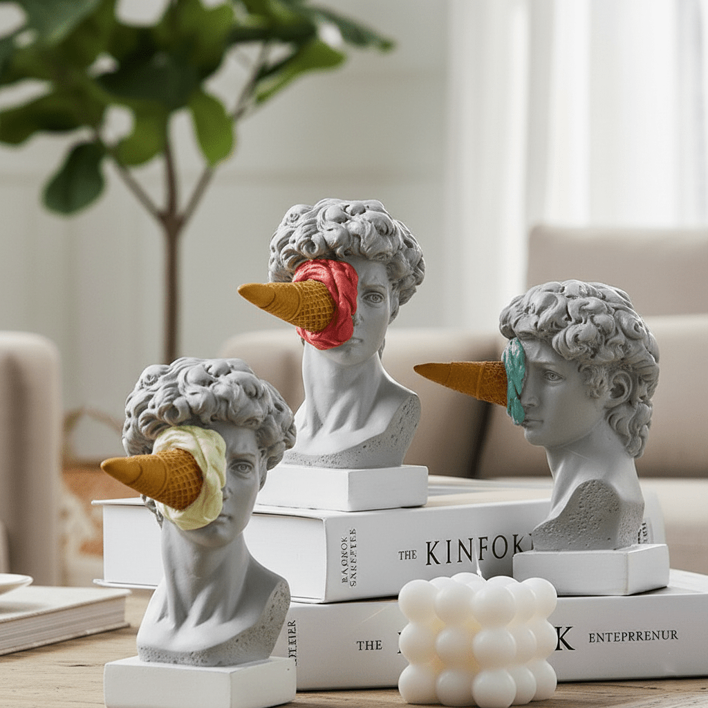 Hom & Ember – Nordic Ice Cream Face Sculpture for a Stylish Nordic Touch - Hom & Ember