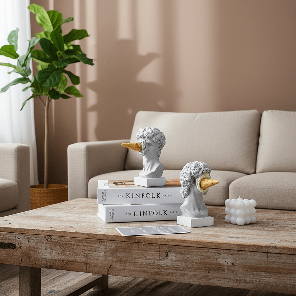 Hom & Ember – Nordic Ice Cream Face Sculpture for a Stylish Nordic Touch - Hom & Ember