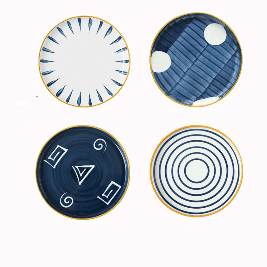 Hom & Ember – Patterned Ceramic Steak Plate in Navy for a Stylish Dining Experience - Hom & Ember