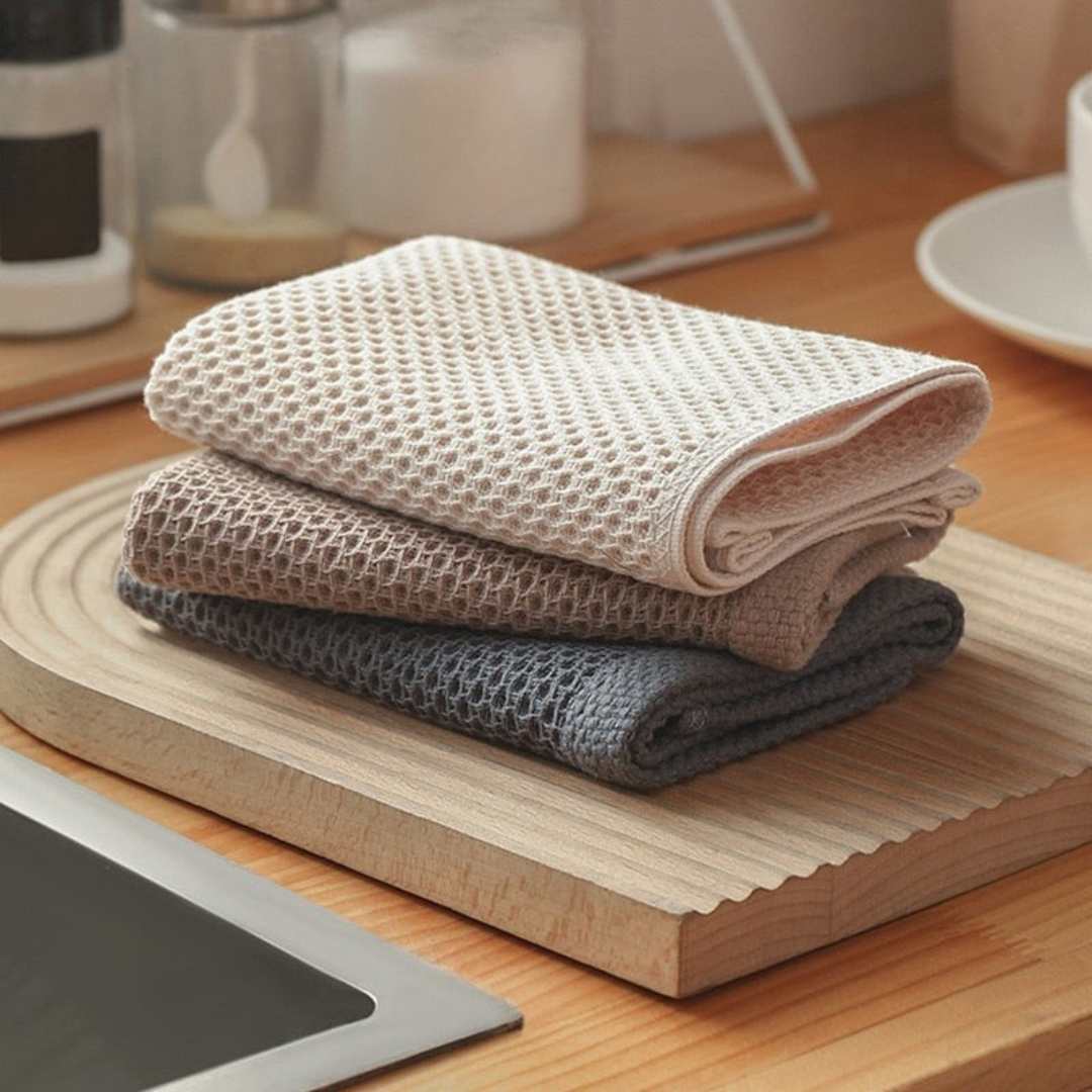 Hom & Ember – Premium Set of 6 Cotton Honeycomb Kitchen Towels for Stylish and Functional Elegance - Hom & Ember