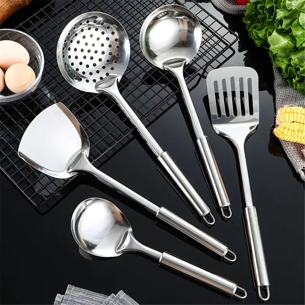 Hom & Ember – Premium Stainless Steel Cooking Utensils Set | 5 - Piece Collection for a Stylish Kitchen - Hom & Ember