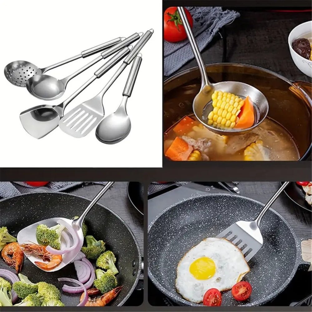 Hom & Ember – Premium Stainless Steel Cooking Utensils Set | 5 - Piece Collection for a Stylish Kitchen - Hom & Ember