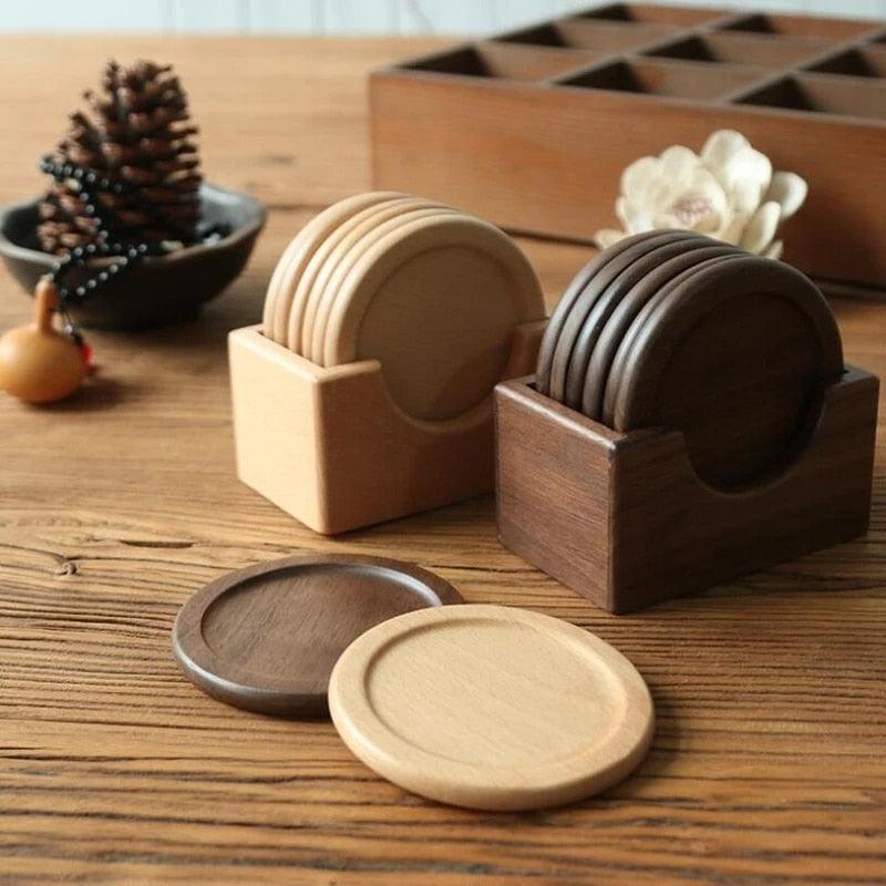 Hom & Ember – Premium Wooden Coasters Set for Sophisticated Tables - Hom & Ember