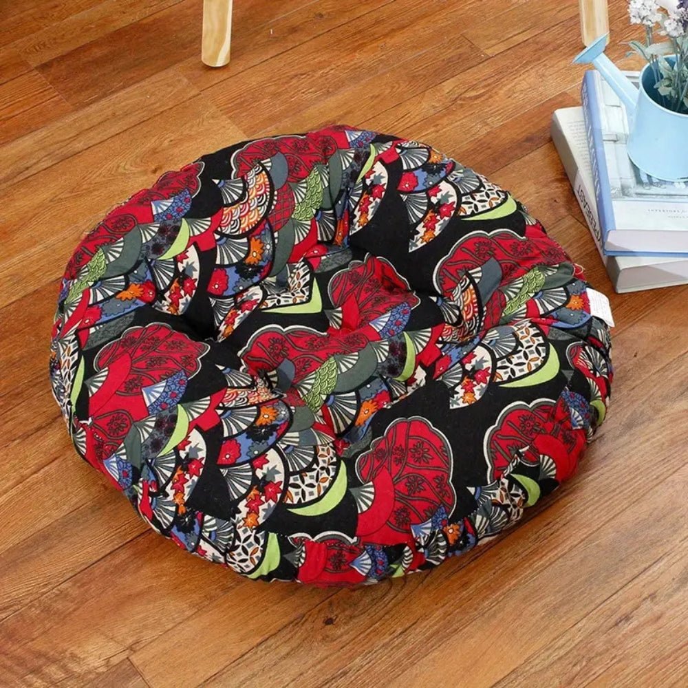 Hom & Ember – Round Boho Cushion for Versatile Seating and Bohemian Charm - Hom & Ember