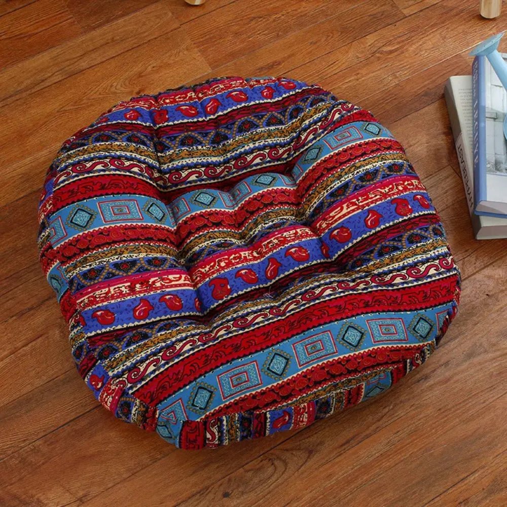 Hom & Ember – Round Boho Cushion for Versatile Seating and Bohemian Charm - Hom & Ember