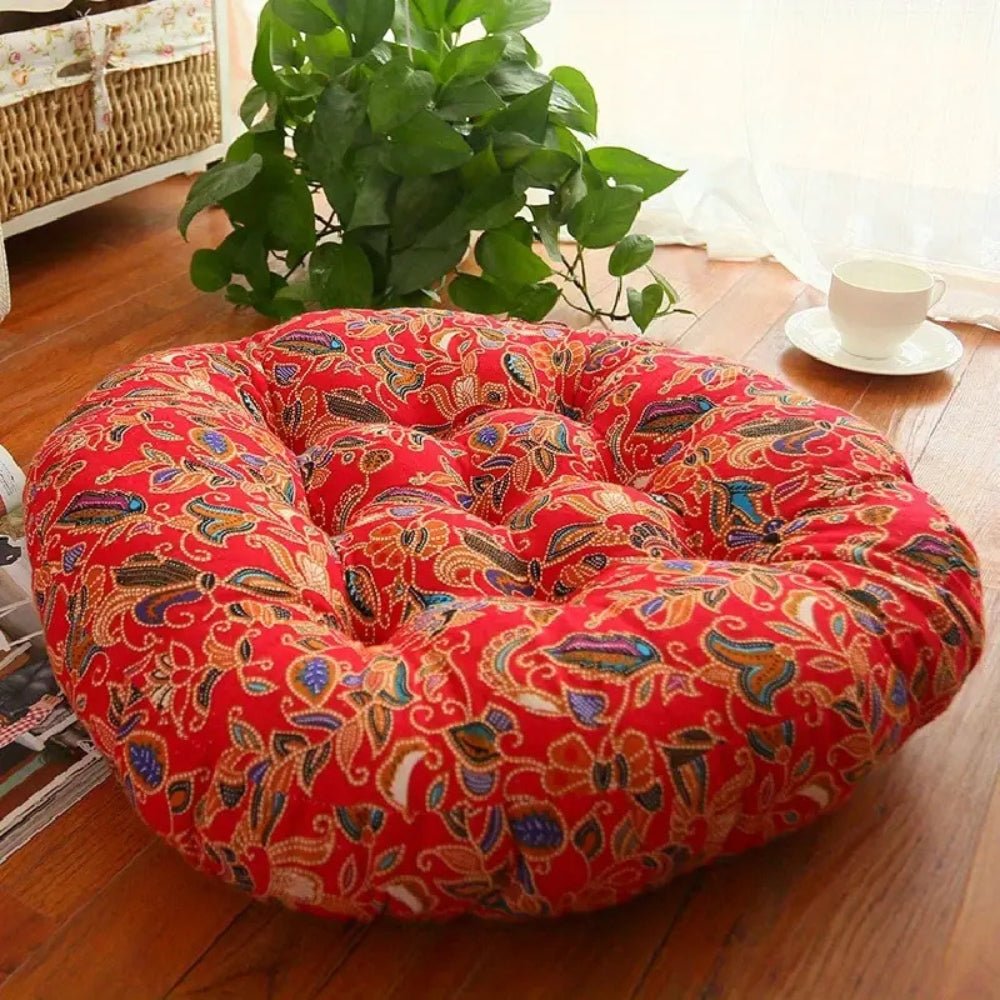 Hom & Ember – Round Boho Cushion for Versatile Seating and Bohemian Charm - Hom & Ember
