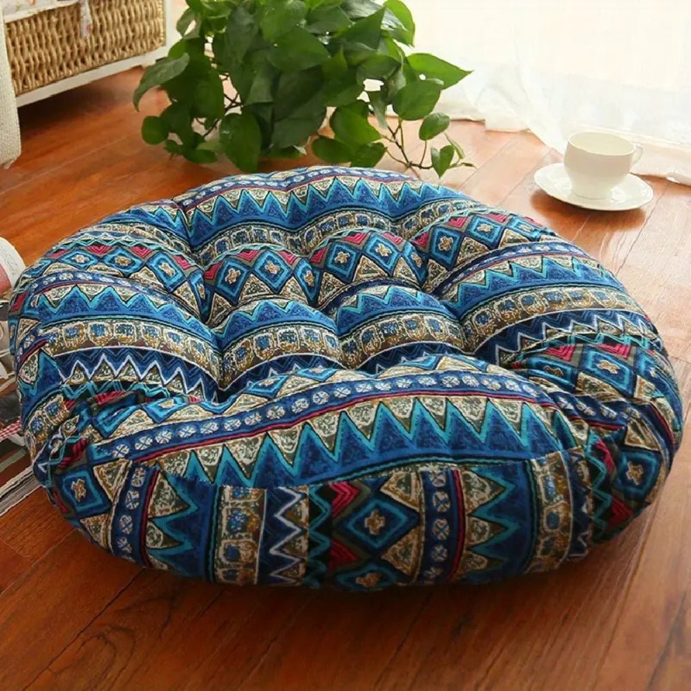 Hom & Ember – Round Boho Cushion for Versatile Seating and Bohemian Charm - Hom & Ember