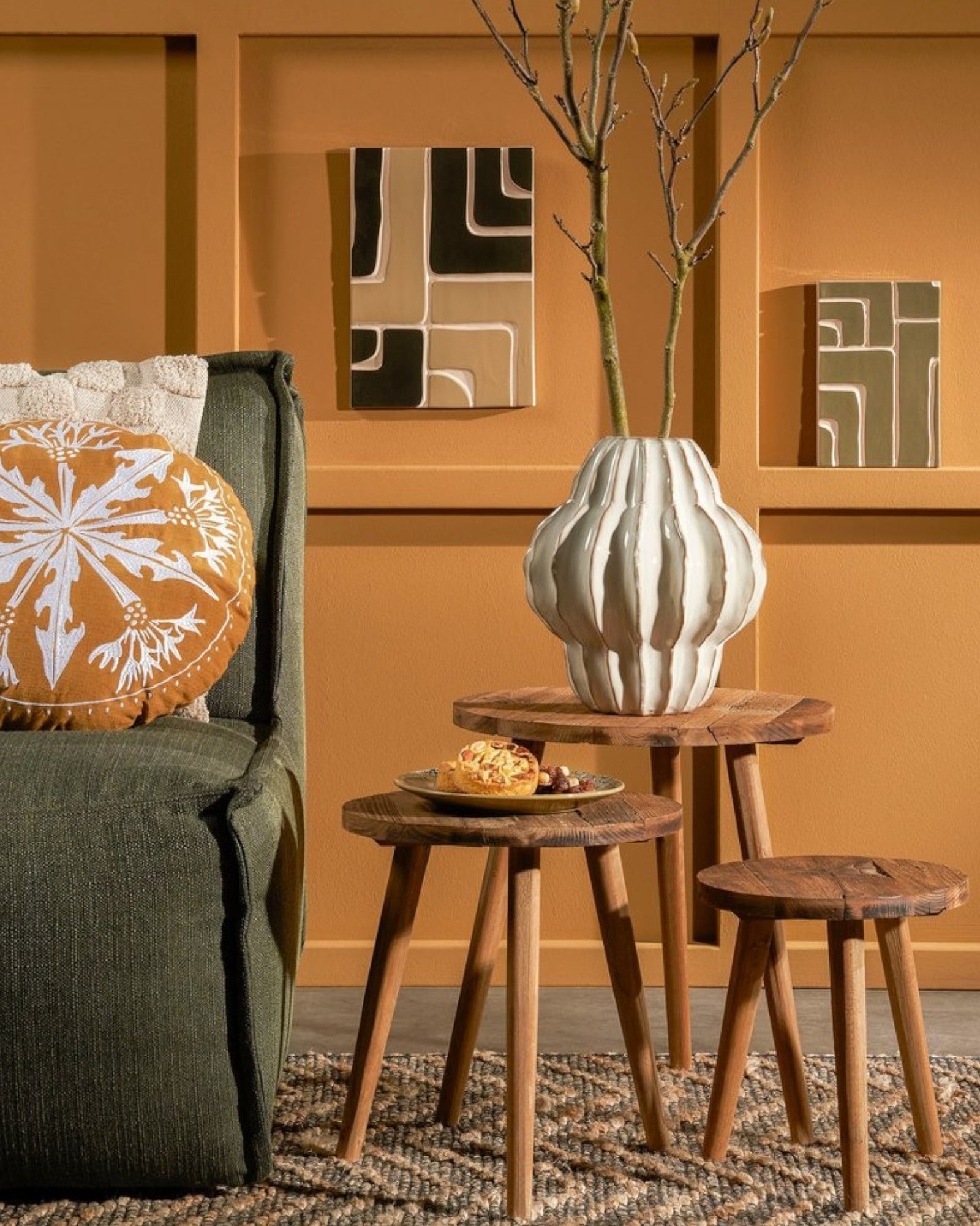 Hom & Ember - Round Side Table Natural Wood - Hom & Ember