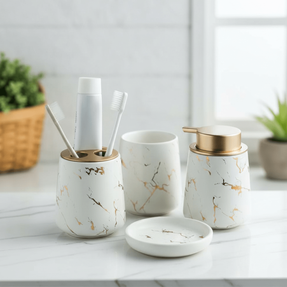 Hom & Ember – Scandinavian Bathroom Set for Stylish Serenity with Timeless Charm - Hom & Ember