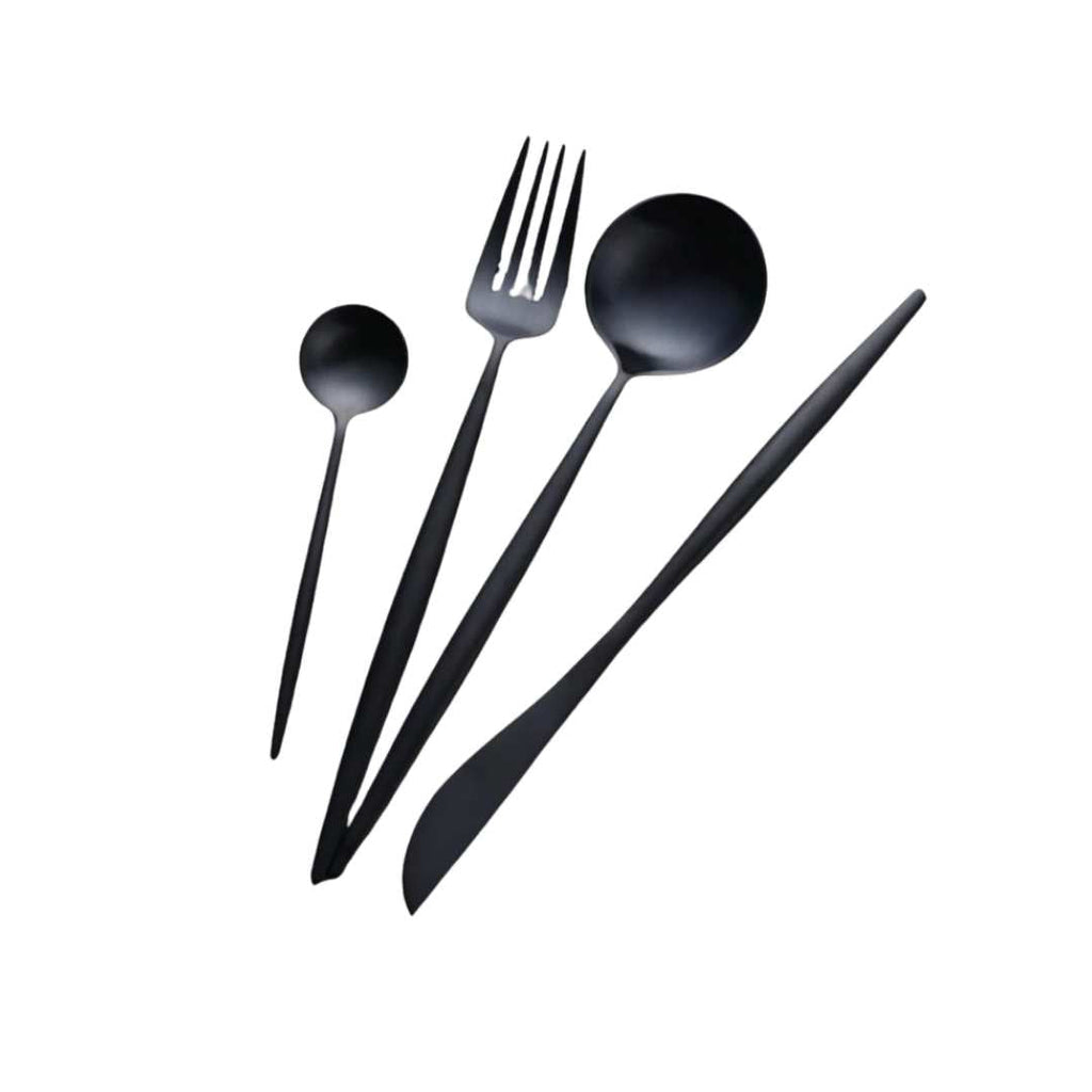 Hom & Ember – Sleek Matte Black Stainless Steel Cutlery Collection for Contemporary Dining Sophistication - Hom & Ember