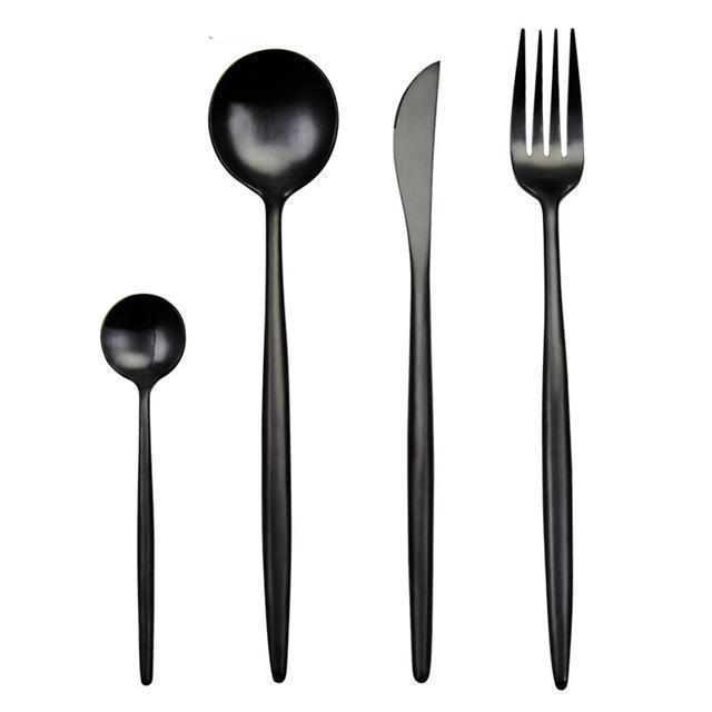 Hom & Ember – Sleek Matte Black Stainless Steel Cutlery Collection for Contemporary Dining Sophistication - Hom & Ember