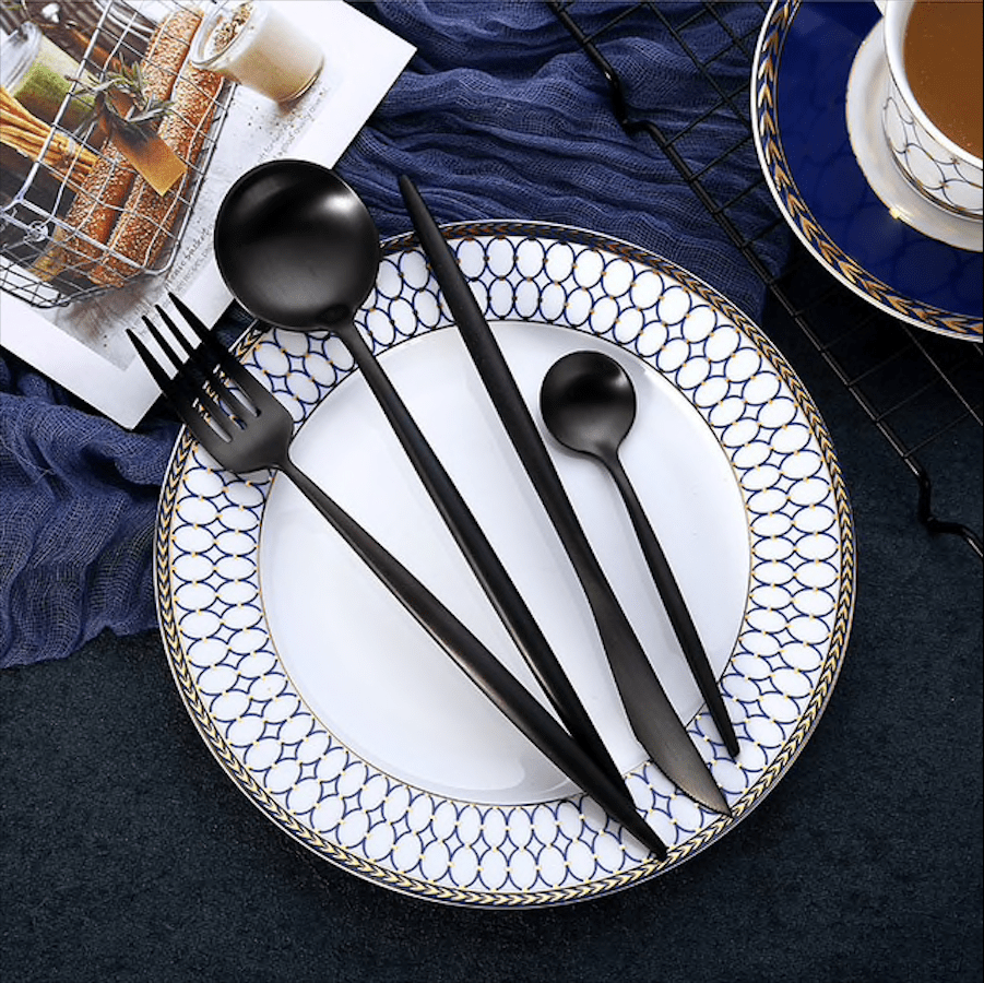Hom & Ember – Sleek Matte Black Stainless Steel Cutlery Collection for Contemporary Dining Sophistication - Hom & Ember