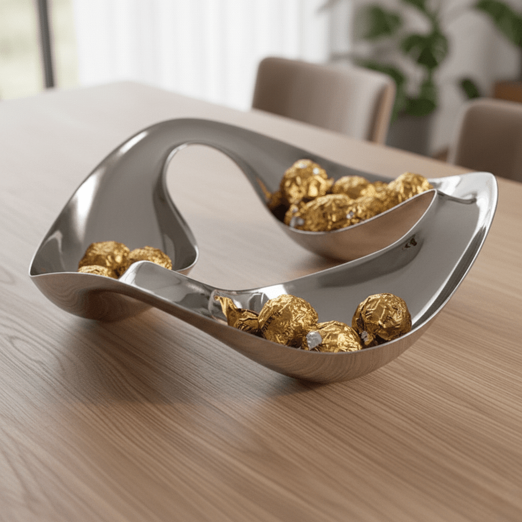 Hom & Ember – Sleek Stainless Steel Nordic Tray for a Sophisticated Serving Elegance - Hom & Ember