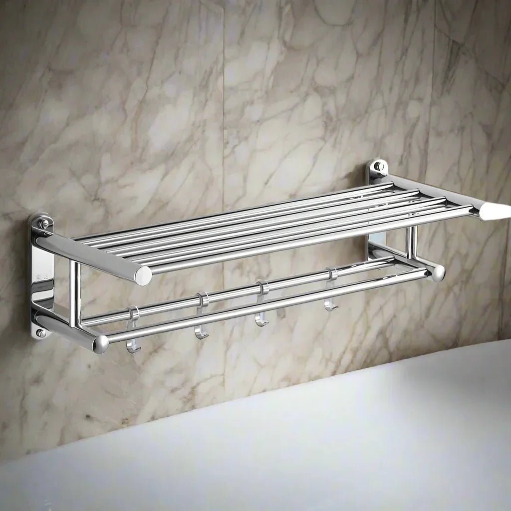 Hom & Ember – Sleek Stainless Steel Towel Rack with Contemporary Flair - Hom & Ember