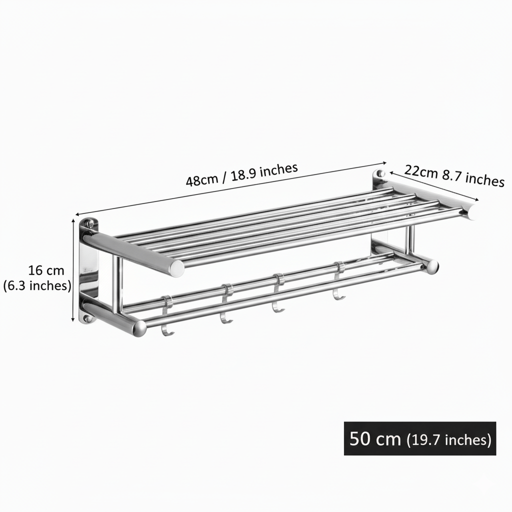 Hom & Ember – Sleek Stainless Steel Towel Rack with Contemporary Flair - Hom & Ember