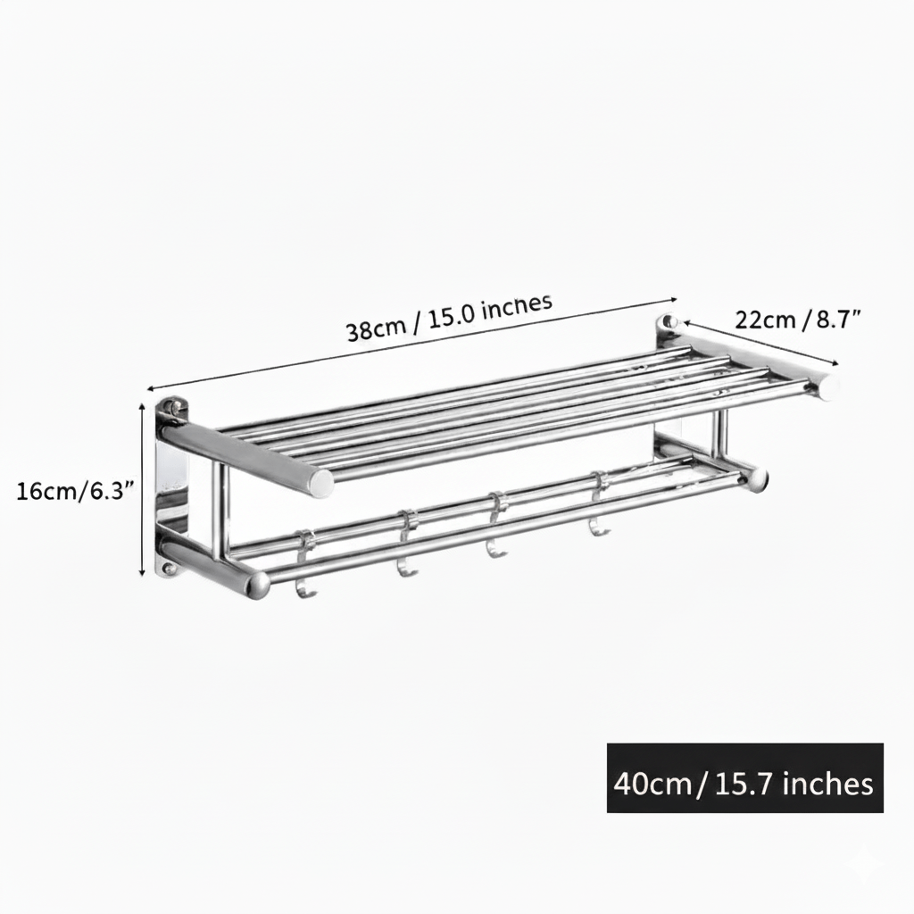 Hom & Ember – Sleek Stainless Steel Towel Rack with Contemporary Flair - Hom & Ember