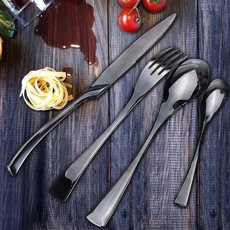 Hom & Ember – Sophisticated Black Stainless Steel Cutlery Set for a Refined Dining Experience - Hom & Ember