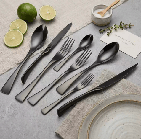 Hom & Ember – Sophisticated Black Stainless Steel Cutlery Set for a Refined Dining Experience - Hom & Ember