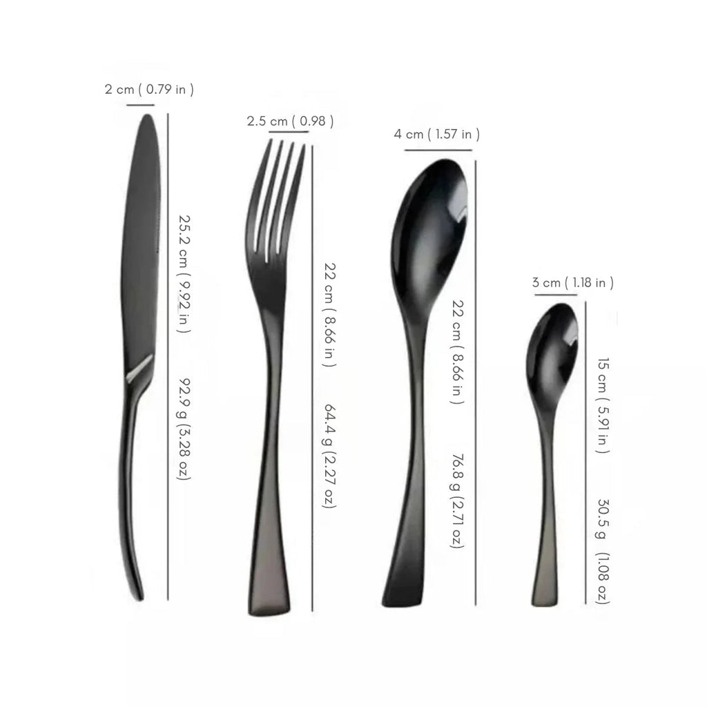 Hom & Ember – Sophisticated Black Stainless Steel Cutlery Set for a Refined Dining Experience - Hom & Ember
