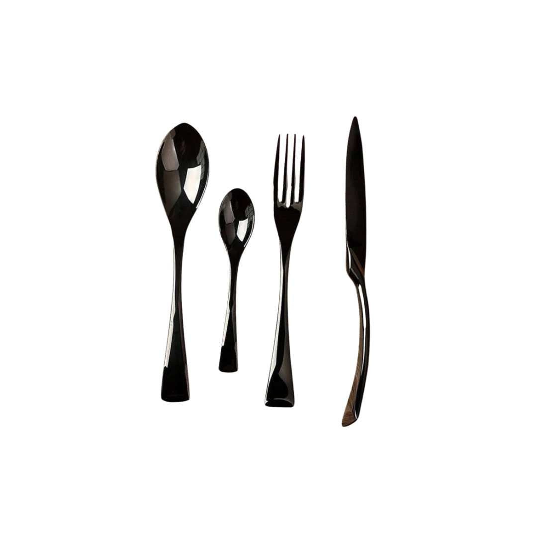 Hom & Ember – Sophisticated Black Stainless Steel Cutlery Set for a Refined Dining Experience - Hom & Ember