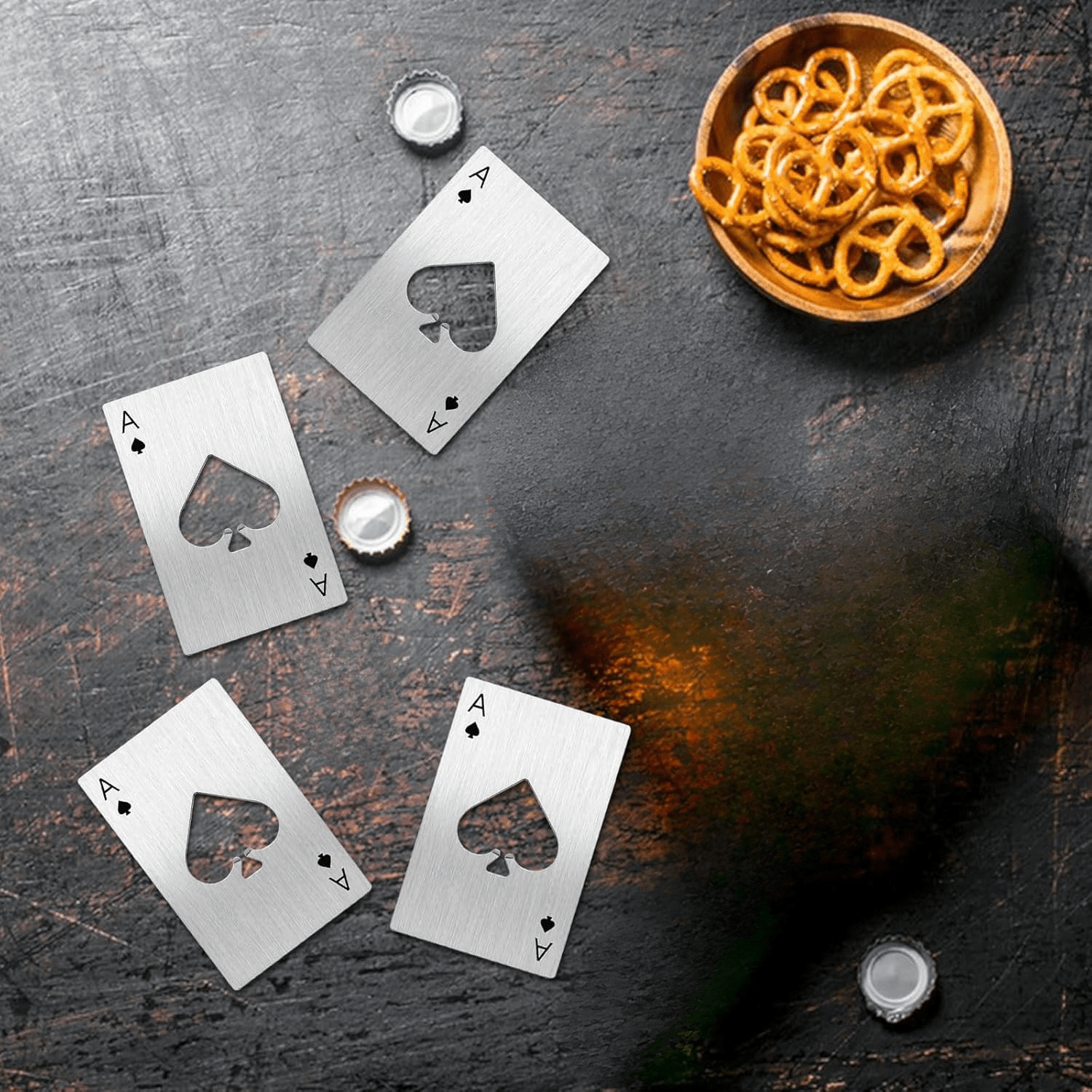 Hom & Ember – Stainless Steel Bottle Opener Set, Pack of 4 – Perfect for a Stylish Home Bar - Hom & Ember