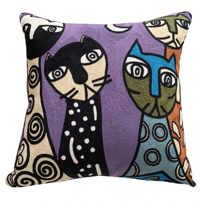 Hom & Ember – Stylish Abstract Embroidered Cushion Cover in Elegant Picasso Design for a Serene Ambiance - Hom & Ember