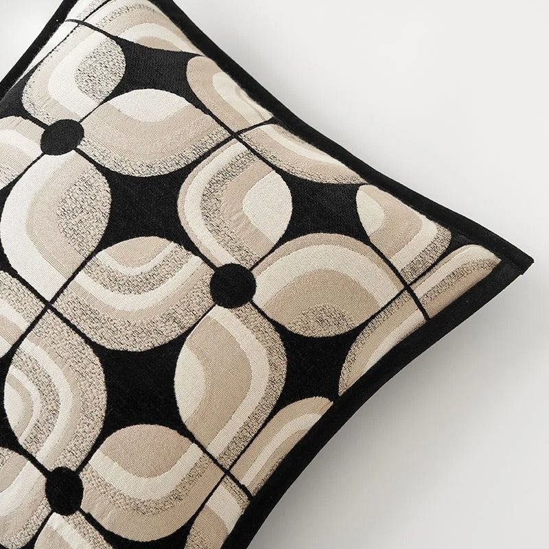 Hom & Ember – Stylish Black Geometric Cushion Cover for a Chic Living Space - Hom & Ember