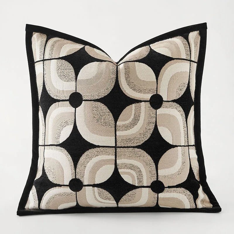 Hom & Ember – Stylish Black Geometric Cushion Cover for a Chic Living Space - Hom & Ember