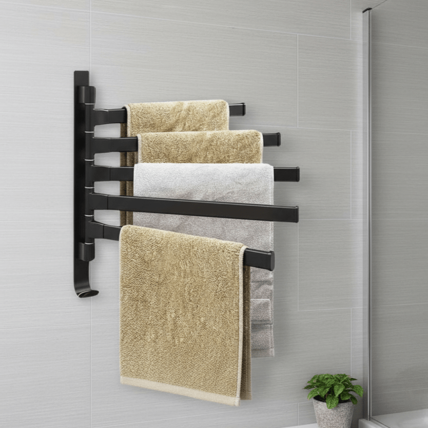 Hom & Ember – Stylish Black Metal Towel Rack with Five Arms for a Chic Bathroom Atmosphere - Hom & Ember