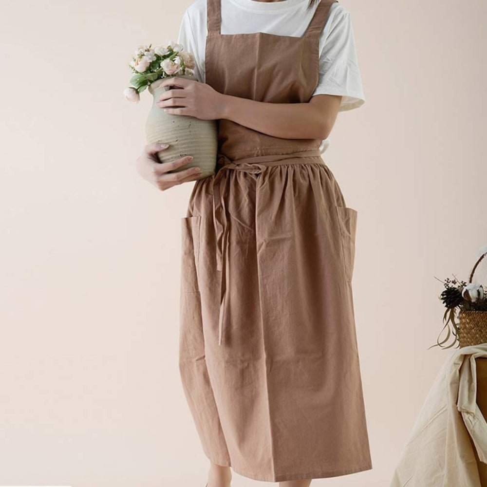 Hom & Ember – Stylish Cotton Apron with Functional Pockets for Effortless Elegance - Hom & Ember