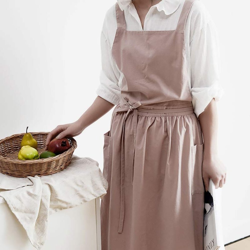 Hom & Ember – Stylish Cotton Apron with Functional Pockets for Effortless Elegance - Hom & Ember