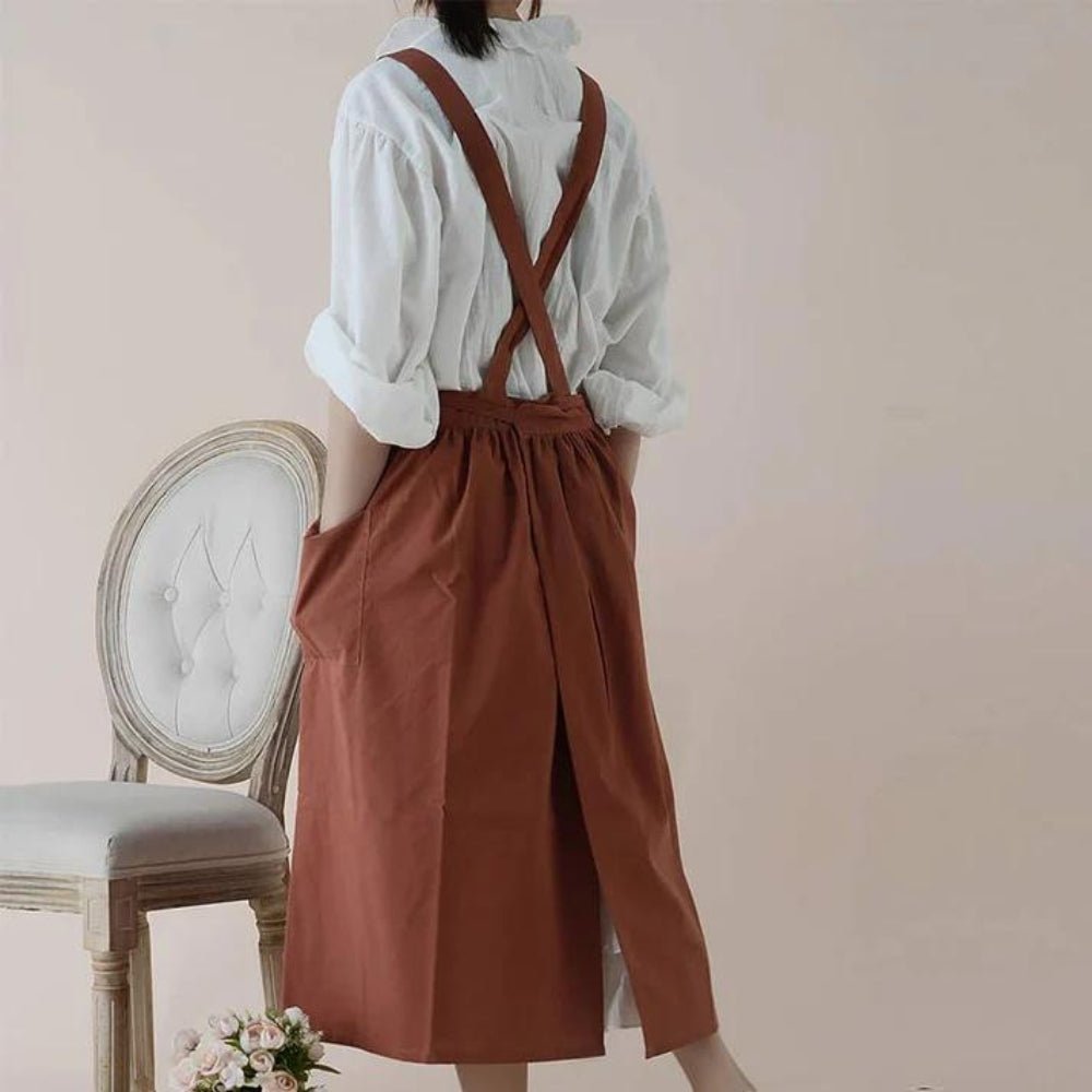 Hom & Ember – Stylish Cotton Apron with Functional Pockets for Effortless Elegance - Hom & Ember