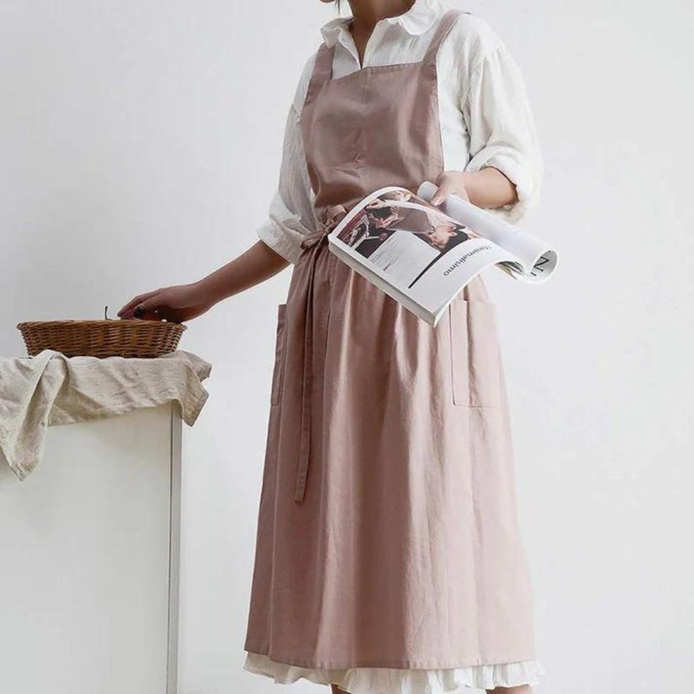 Hom & Ember – Stylish Cotton Apron with Functional Pockets for Effortless Elegance - Hom & Ember