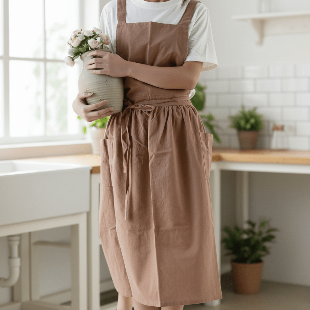 Hom & Ember – Stylish Cotton Apron with Functional Pockets for Effortless Elegance - Hom & Ember