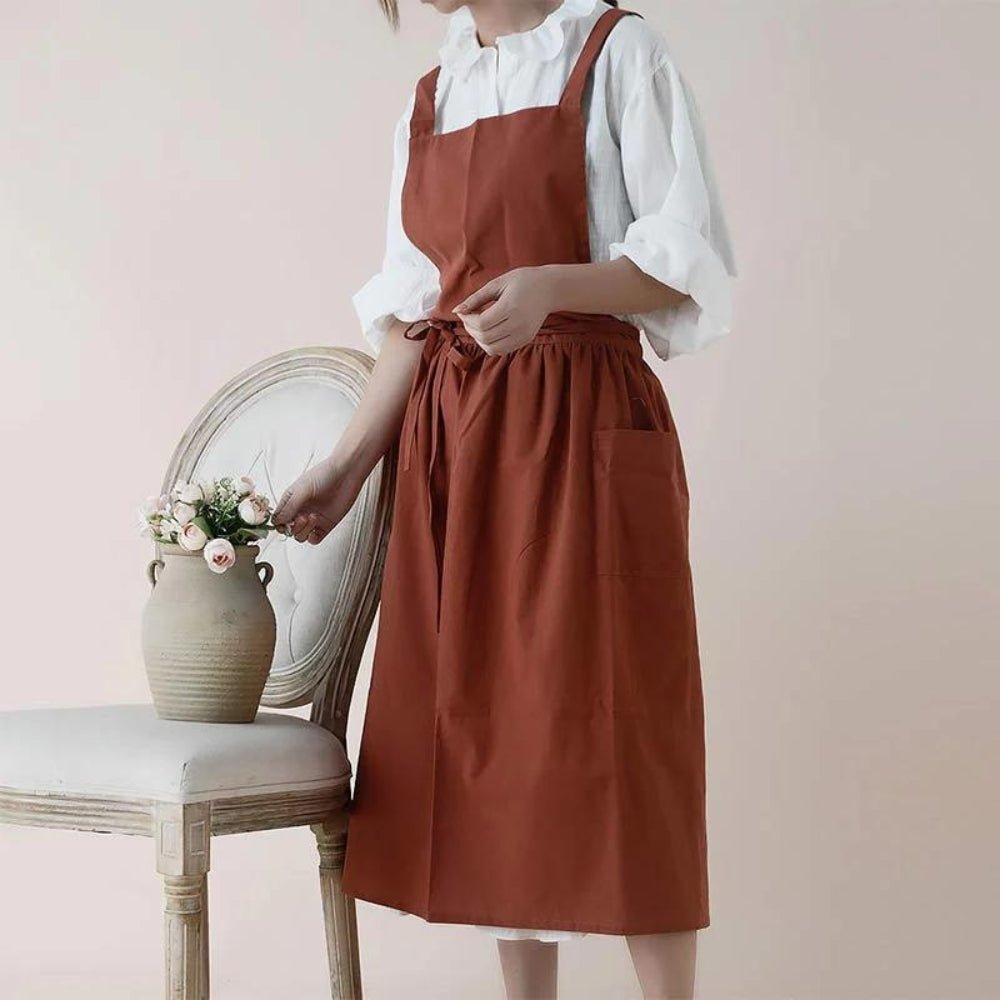 Hom & Ember – Stylish Cotton Apron with Functional Pockets for Effortless Elegance - Hom & Ember