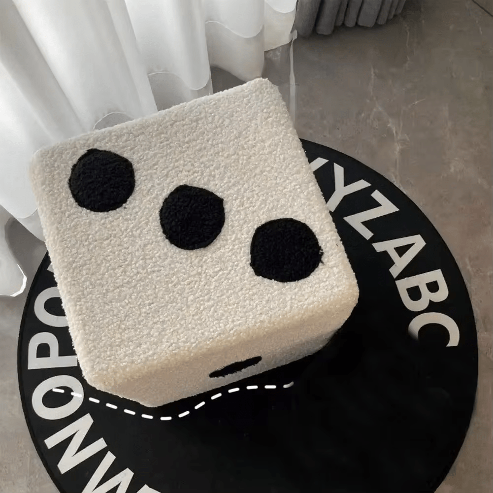 Hom & Ember – Stylish Dice Cube Pouf in Elegant Fabric for a Chic Touch - Hom & Ember