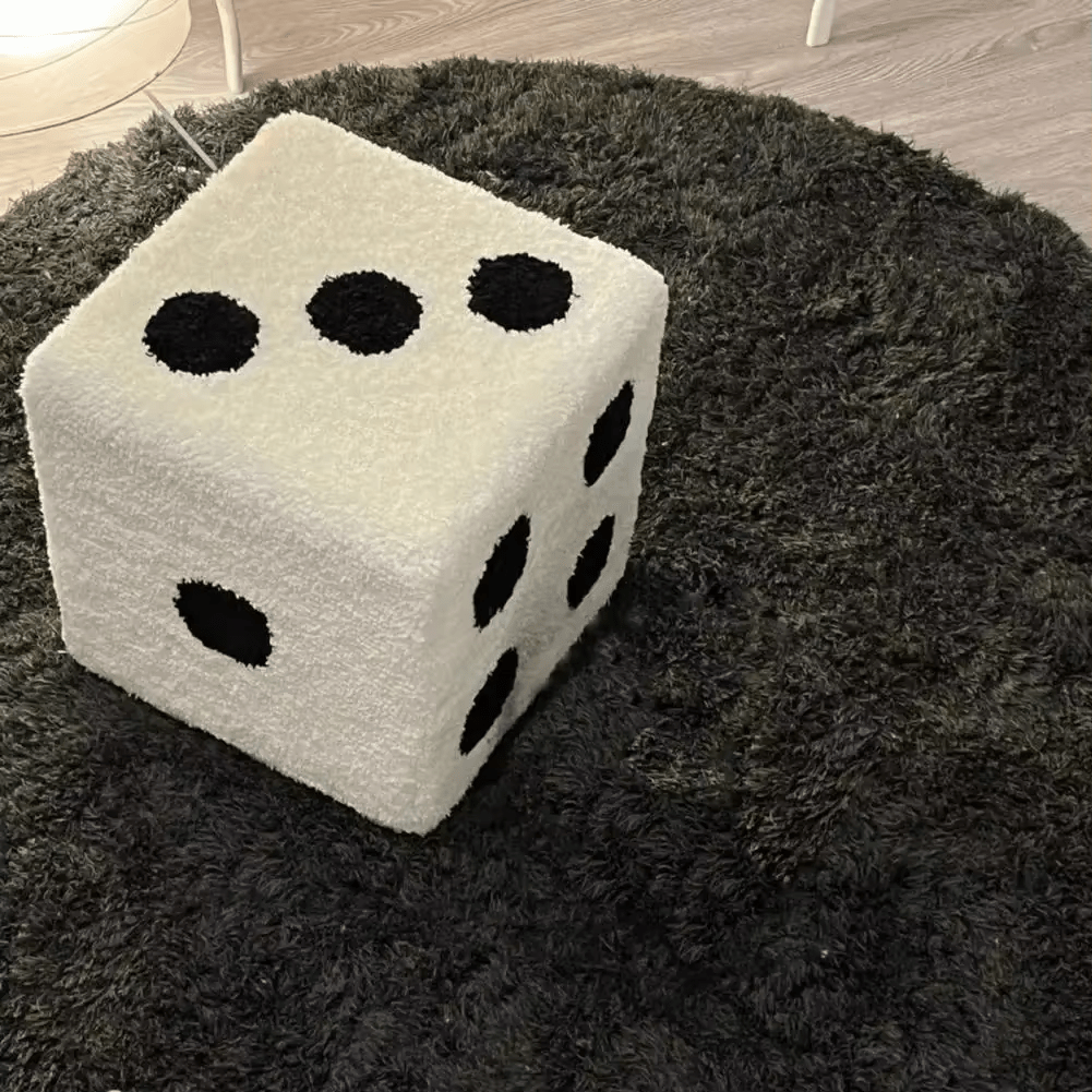 Hom & Ember – Stylish Dice Cube Pouf in Elegant Fabric for a Chic Touch - Hom & Ember