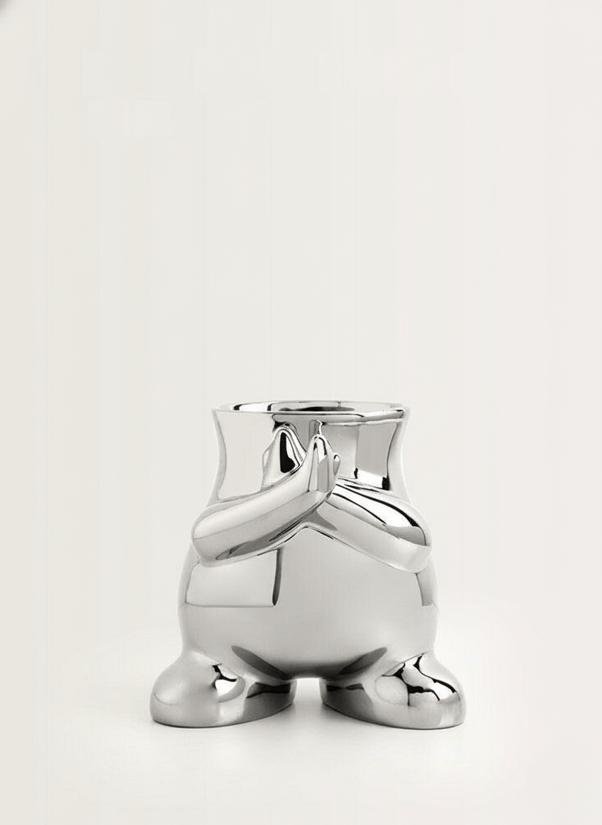 Hom & Ember – Stylish Monochrome Geometric Ceramic Vase for a Contemporary Touch - Hom & Ember