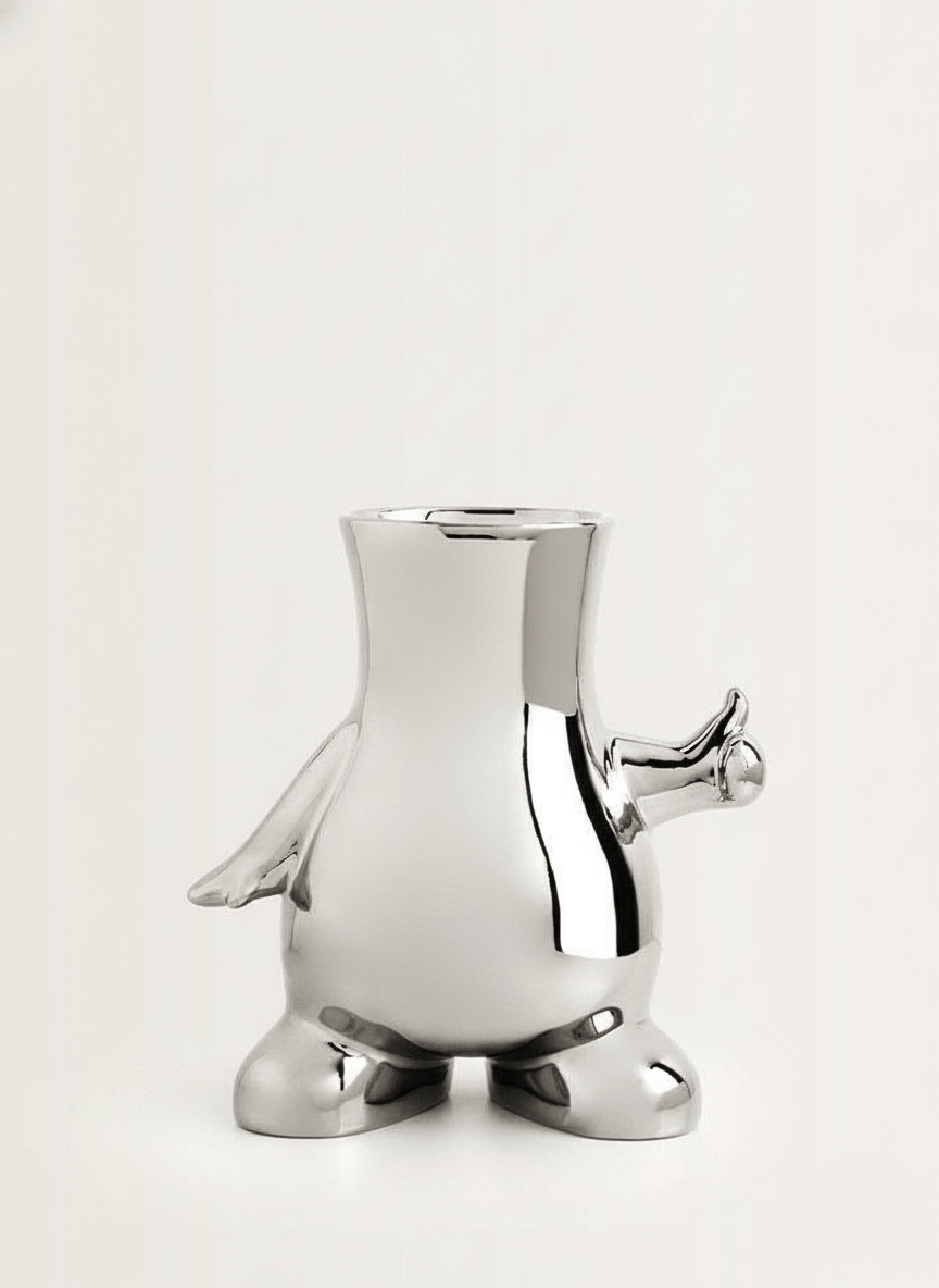 Hom & Ember – Stylish Monochrome Geometric Ceramic Vase for a Contemporary Touch - Hom & Ember