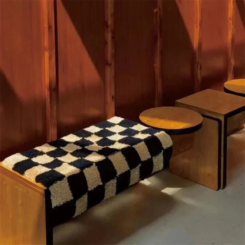 Hom & Ember – Stylish Retro - Vintage Checkered Bath Mat for a Chic Bathroom Aesthetic - Hom & Ember
