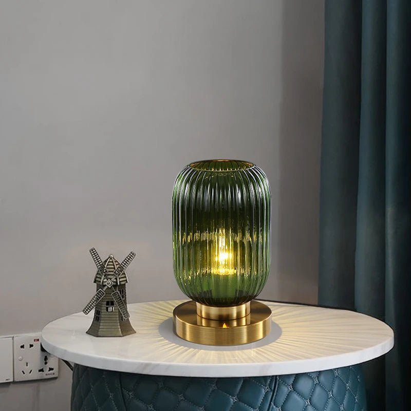 Hom & Ember – Stylish Scandinavian Table Lamp Crafted from Amber Glass for a Serene Ambiance - Hom & Ember