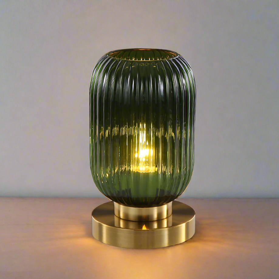 Hom & Ember – Stylish Scandinavian Table Lamp Crafted from Amber Glass for a Serene Ambiance - Hom & Ember