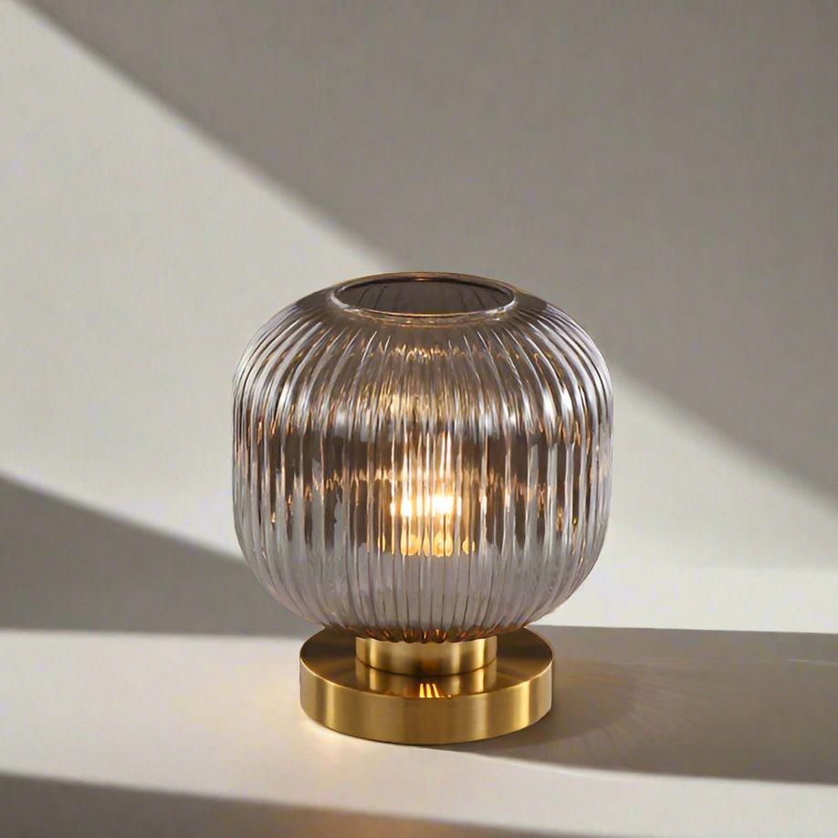 Hom & Ember – Stylish Scandinavian Table Lamp Crafted from Amber Glass for a Serene Ambiance - Hom & Ember