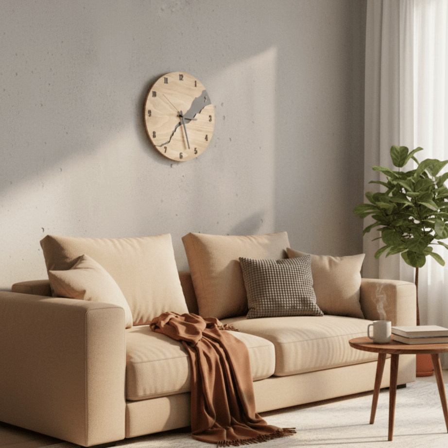 Hom & Ember – Stylish Timber Wall Clock with Modern Elegance for a Serene Ambiance - Hom & Ember