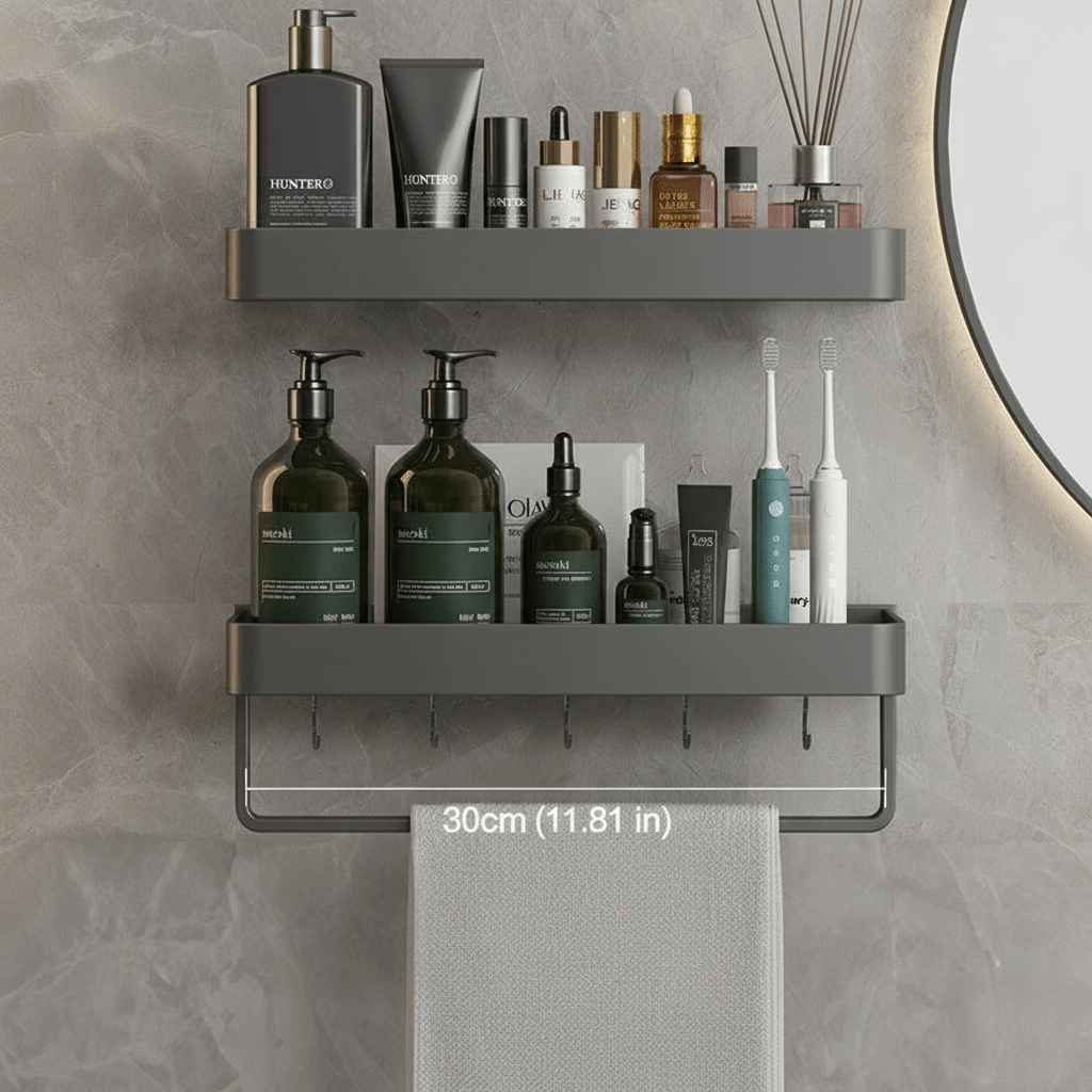Hom & Ember – Stylish Wall Shelf for an Organised and Serene Bathroom Space - Hom & Ember
